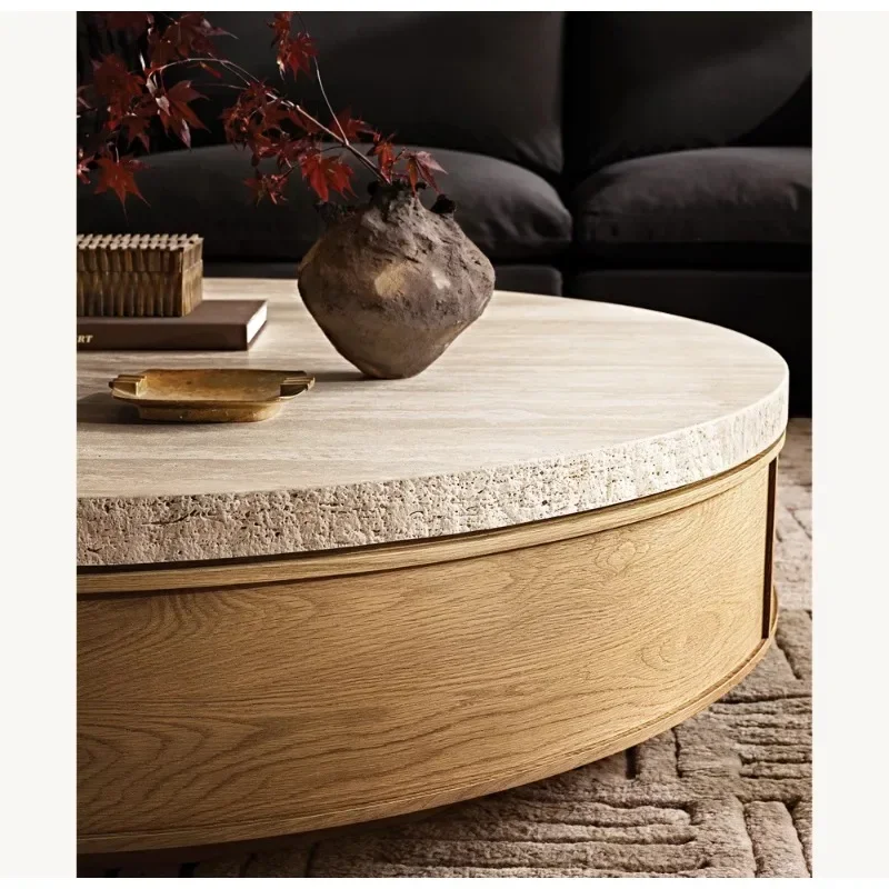 American solid wood high-end coffee table living room home tee table desktop marble cave stone design