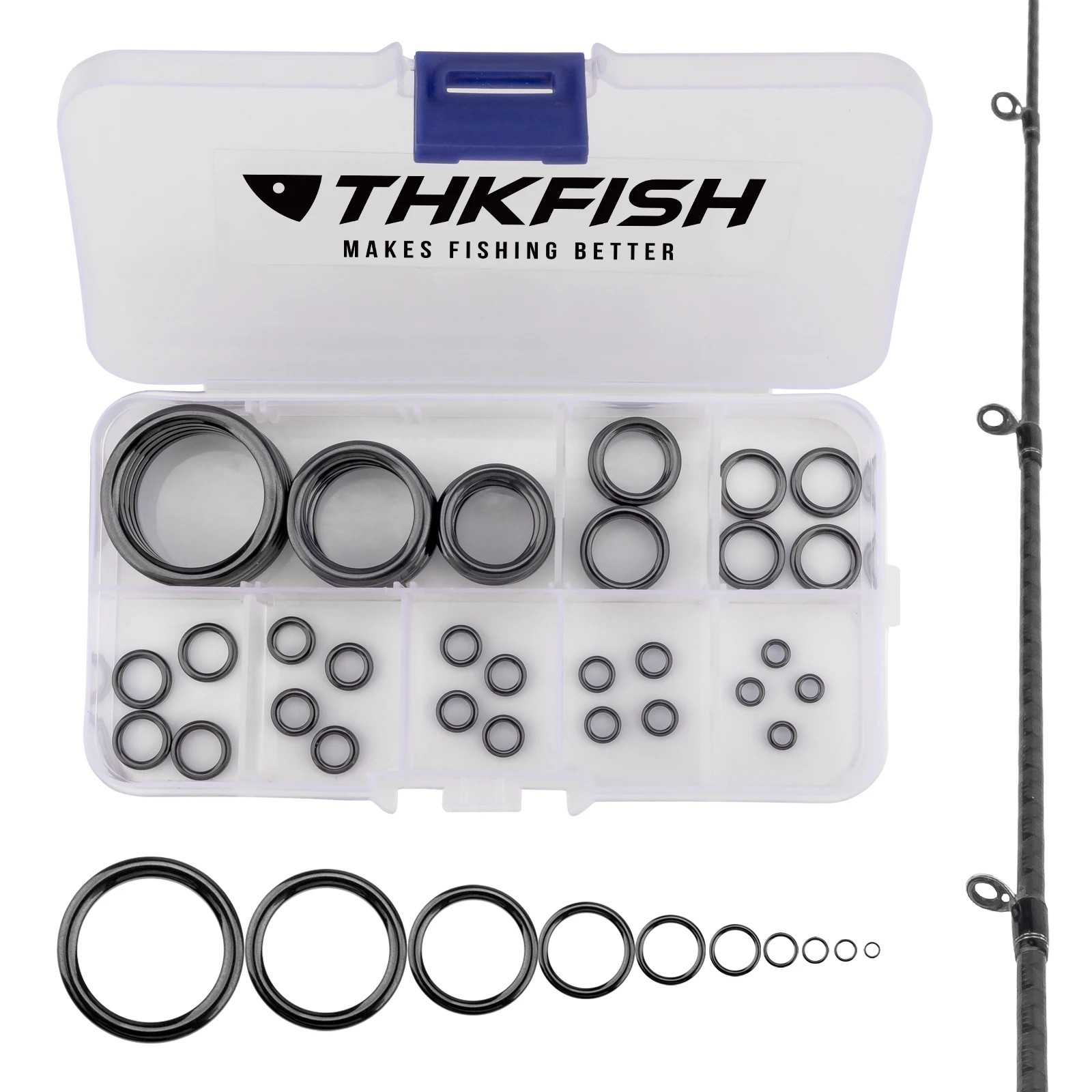 THKFISH 40 sztuk prowadnice wędki pierścień 4mm-30mm okrągłe O pierścienie ceramiczne do prowadnic wędki akcesoria zamienne sprzęt wędkarski