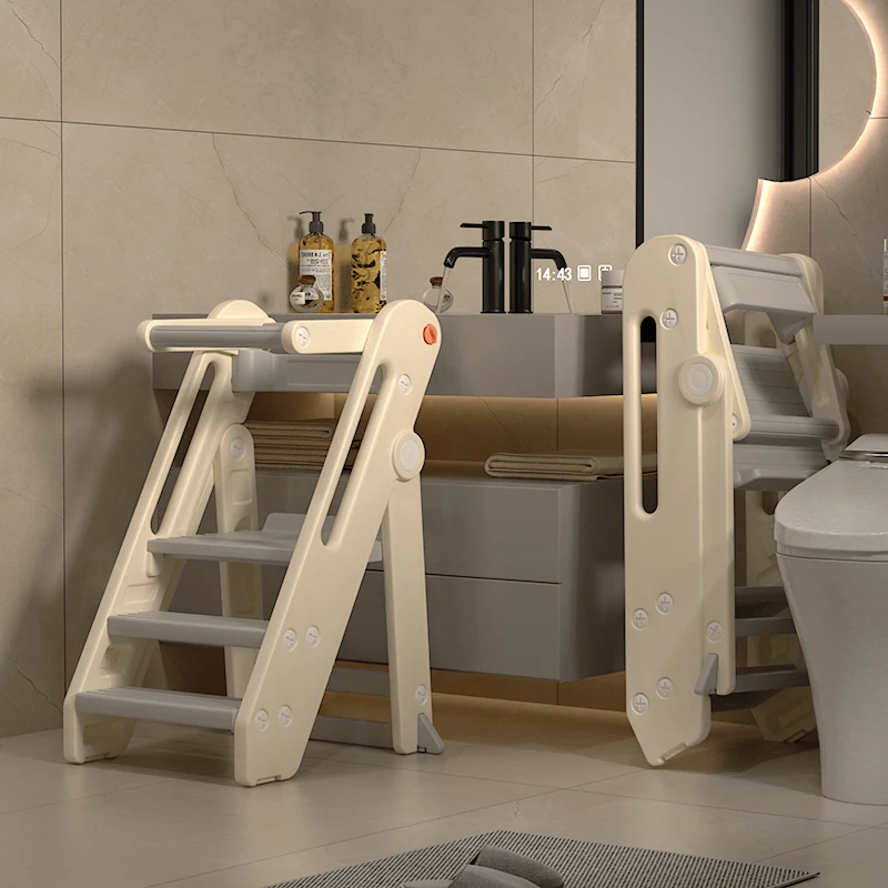 Kitchen Bathroom Living Room Folding Adjustable Safety Kids Toddler Baby Learning Tower Bath Step Stool