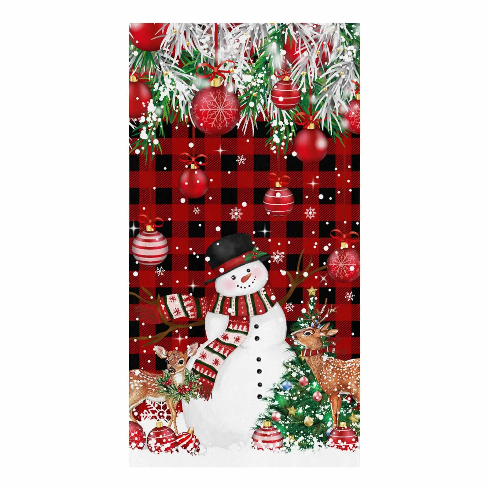 Snowman Deer Red And Black Pattern 45x75 Microfiber Kitchen Towel for Hand Dry Bathroom Cleaning Cloth Set Printed Beach Towels