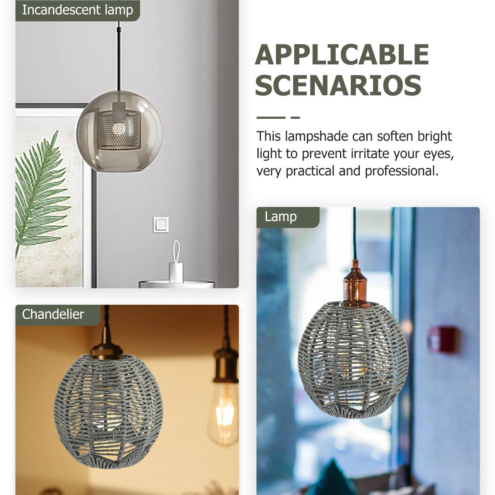 

Woven Lampshade Cover Weaving Lampshades Chandelier Light Covers Ceiling Household Large Soften Bright Light Safe Lightweight