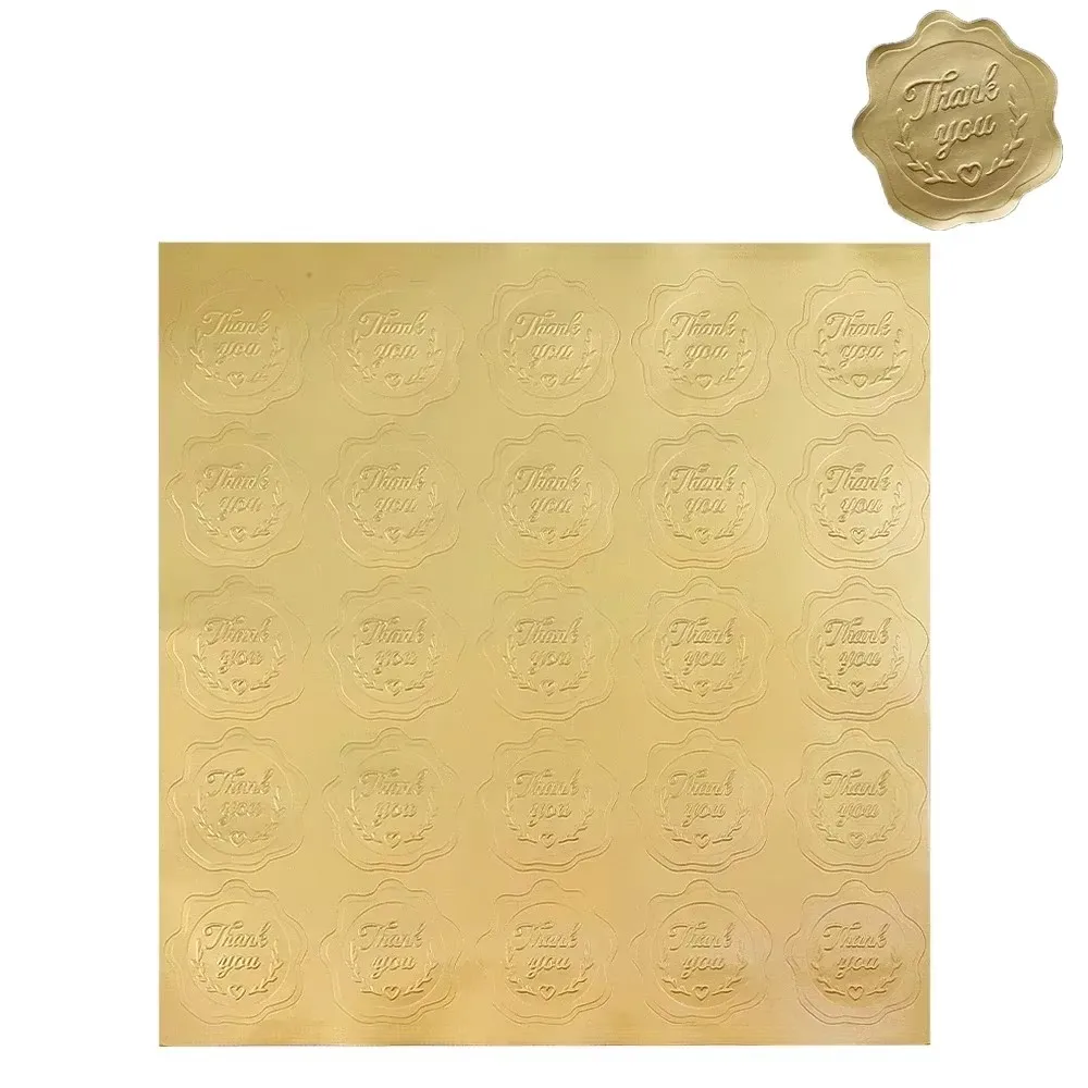 250pcs Gold Embossed Heart Sticker Envelope Gift Wrap Self-Adhesive Seal Stickers Sticker For Wedding Party Invitation Decor