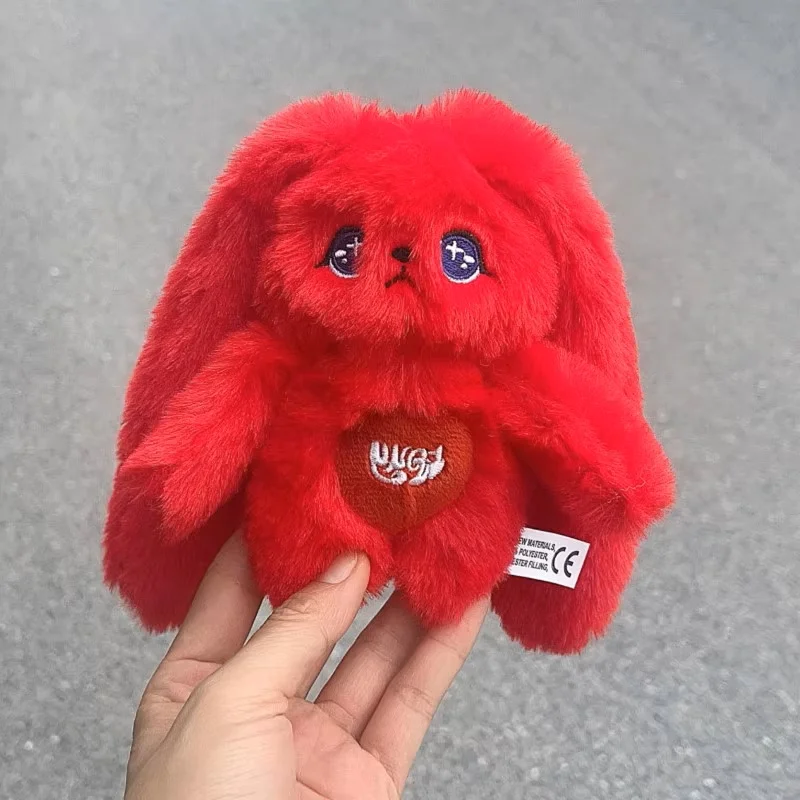 Kpop Yuqi Pop Sleutelhanger 15 cm Cartoon Rood Konijn Pluche Pop Tas Hanger Sleutelhanger Vulling Pp Katoen Zachte Korte Knuffel fans Gift