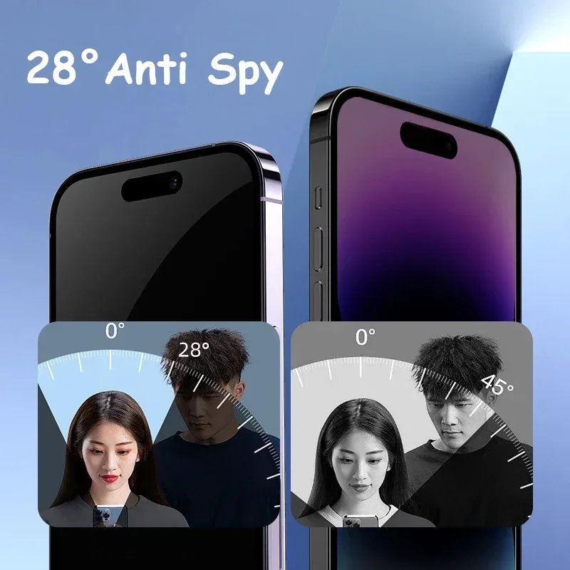 Anti Spy gehärtetes Glas für iPhone 16 15 14 Plus 13 12 11 Pro XS Max X XR Displayschutzfolie Sichtschutzglas mit Installationsset L01