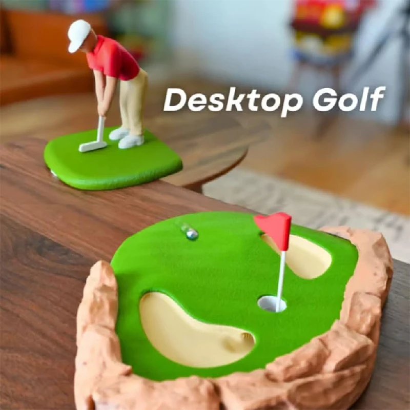 Mini Desktop Golf Game Set Golfer Figurine Indoor Stress Relief Decor Funny Novelty Golf Gift for Golf Lovers Father Day Present