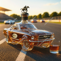 Hot Selling Police Car Whiskey Bottle New Design Car Shaped Glass Wine Bottle Whiskey Glass Transparent Mustang Whisky Bottle