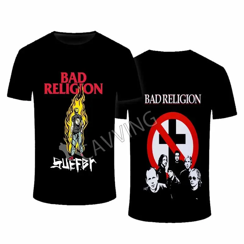 

New Fashion Double Sides BAD RELIGION Streetwear Gothic Top Harajuku Cotton Unisex T-shirts PR4