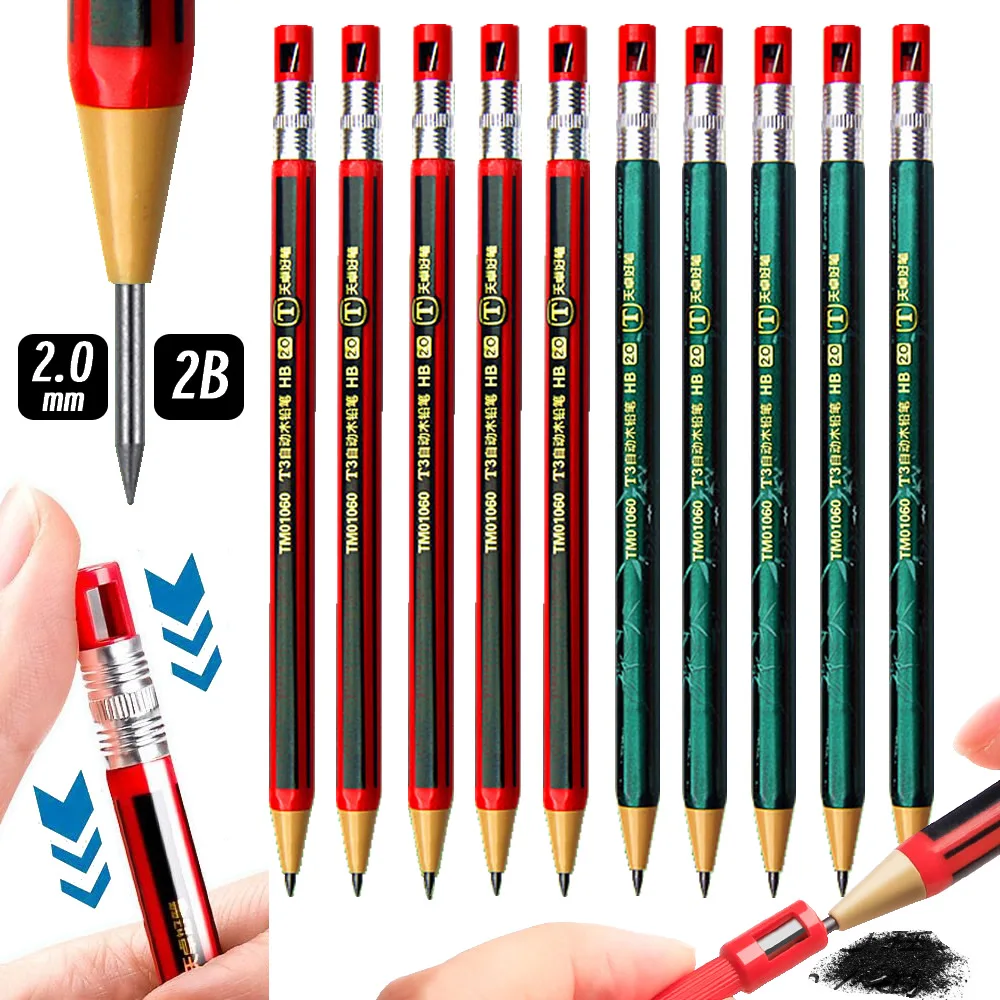 2.0mm Mechanical Pencils Set 2B Automatic Student Pencils with Sharpener Color Pencil Leads School Pens Kawaii Cute Stationery