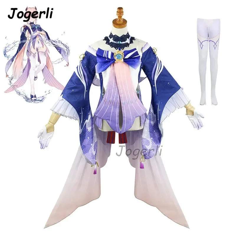 

Jogerli Genshin Impact Sangonomiya Kokomi костюмы для косплея милое женское платье Хэллоуин вечерние ролевая одежда парик