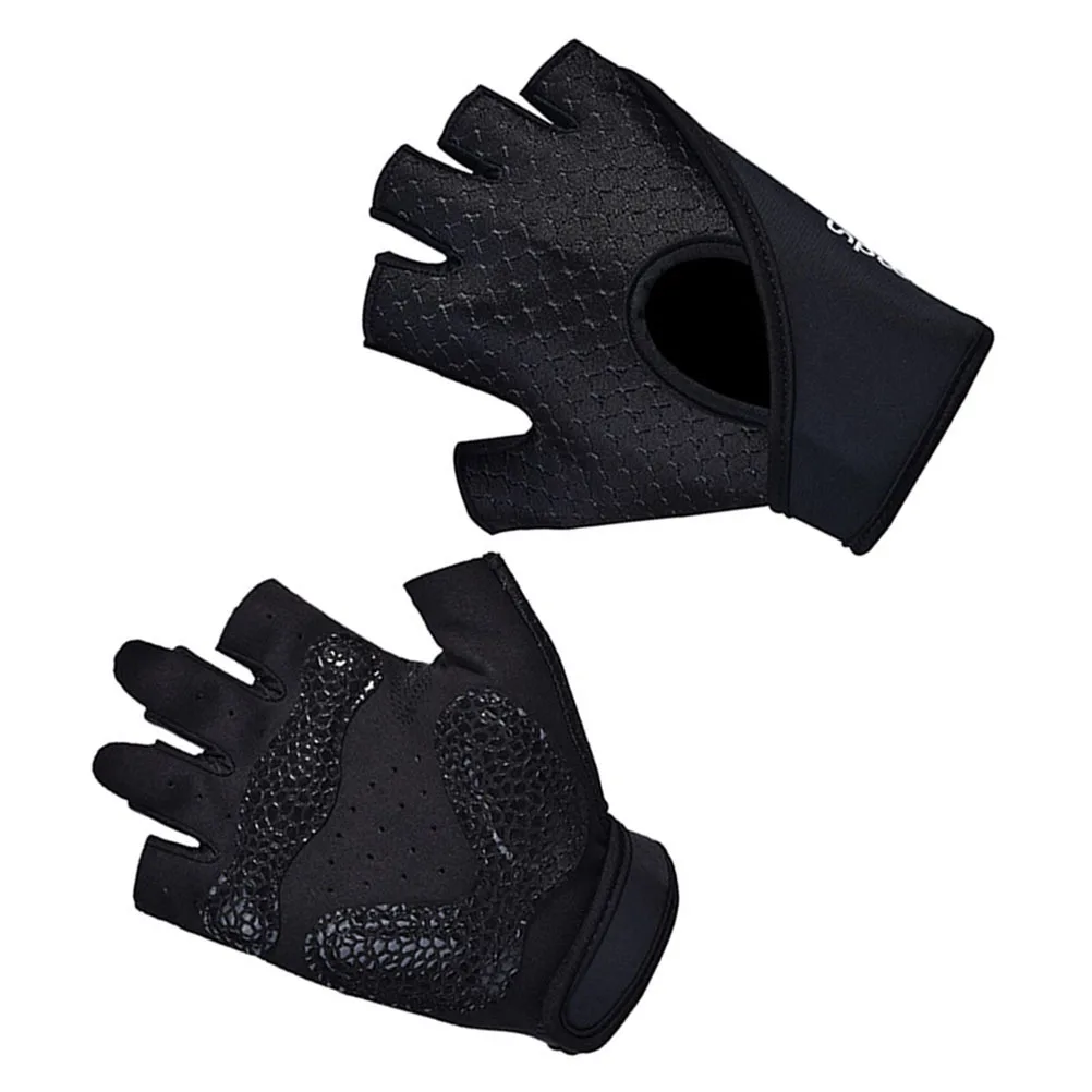 1 زوج قفازات اللياقة البدنية أسود L حجم عدم الانزلاق نصف اصبع تجريب اليوغا التدريب قفازات تنفس امتصاص العرق قبضة ل #1