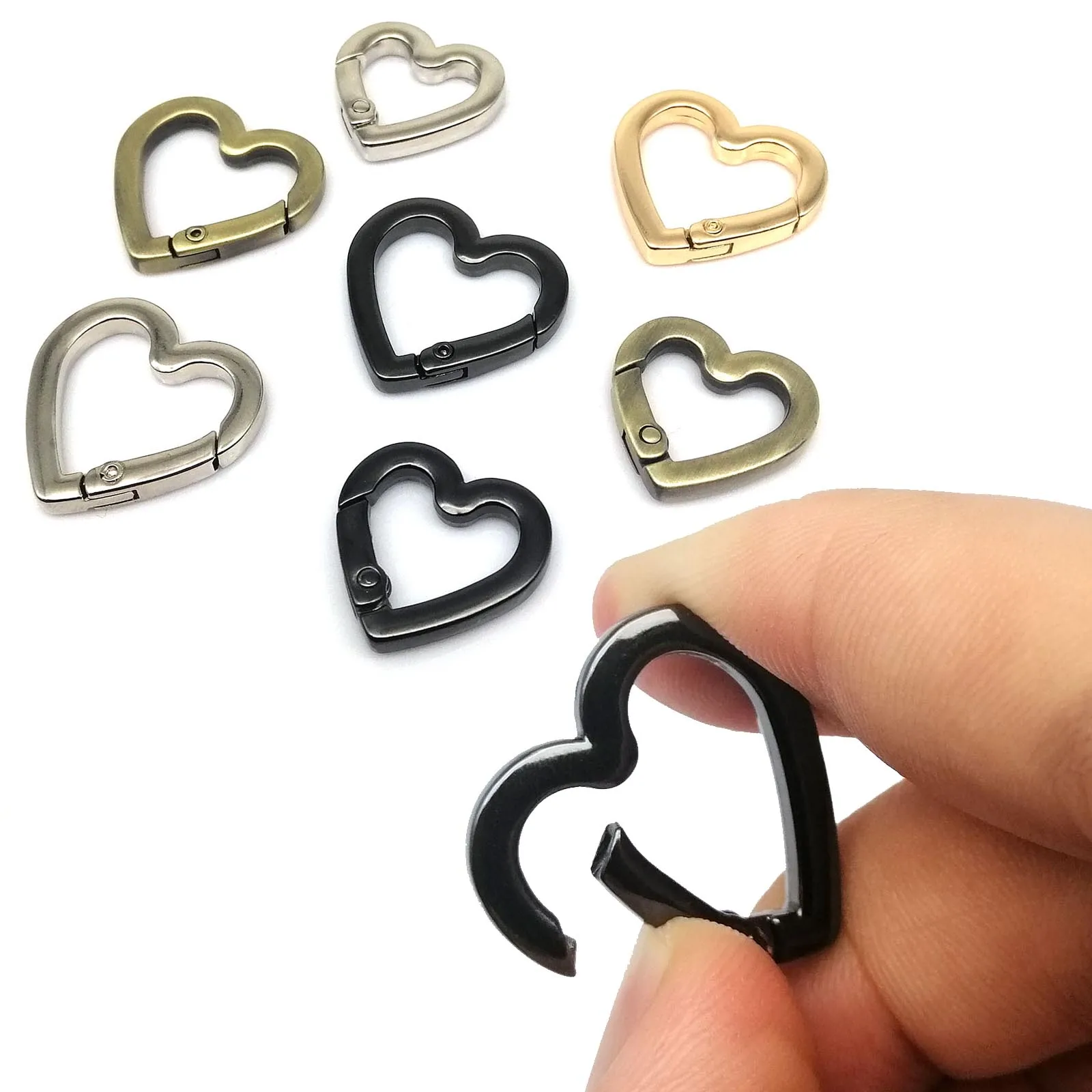 Spring Gate O Heart Shape Ring Open Leather Bag Handbag Belt Strap Buckle Connecter Key Findings Pendant Snap Clip Trigger Hook