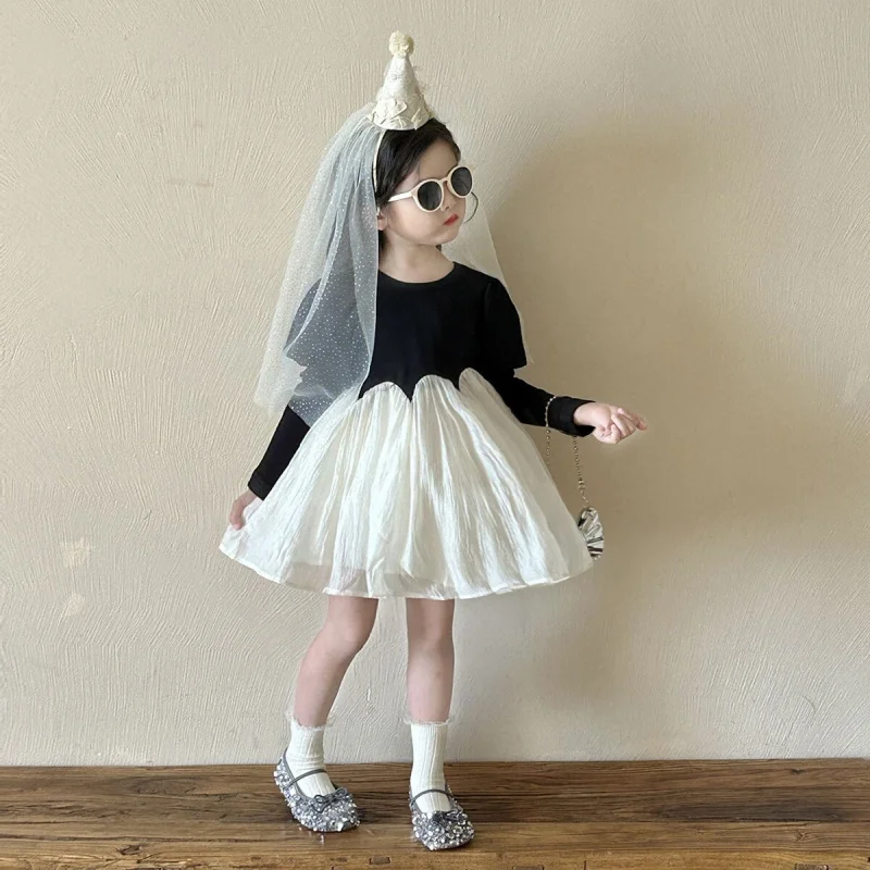 

Girls Long Sleeve Puff Sleeve Dress2025Spring New Girl Puffy Princess Dress Birthday Dress