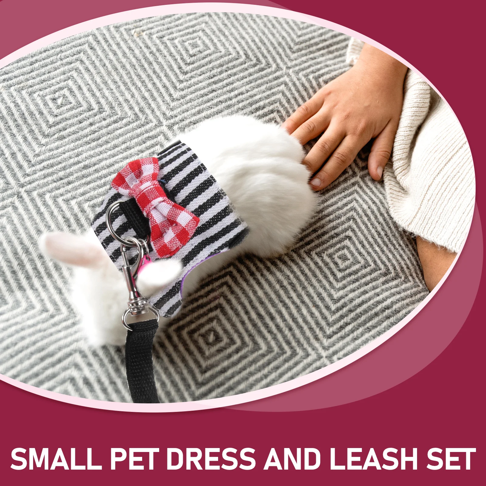 

1Set Small Pet Harness Set Denim Bunny Clothes Kit Breathable Lightweight Safe for Hamster Rat Guinea Pig Outdoor Walking Party