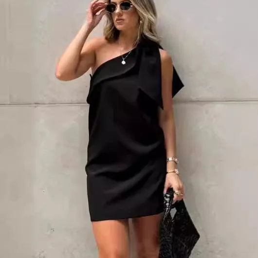 

Новинка лета 2026: Женское платье с асимметричным воротником, на одно плечо, с бантом, для вечеринок, большие размеры 9XL, 8XL, 7XL, 6XL, 5XL