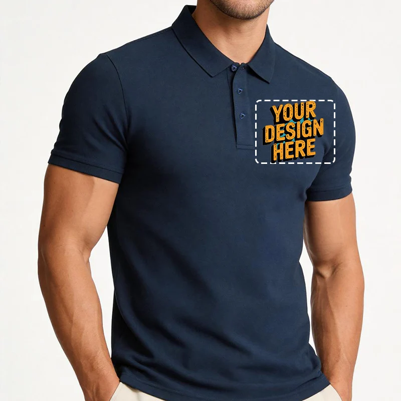 Top Quality Summer Short Sleeve Solid Classic Polo Shirts Custom Printed Design Photo Logo For Business Staff Company Uniform
