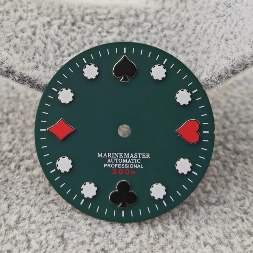 NH35 Dial Poker Green Blue Black Green Luminous Dial 28.5mm for NH35 Movement Watch Accessories