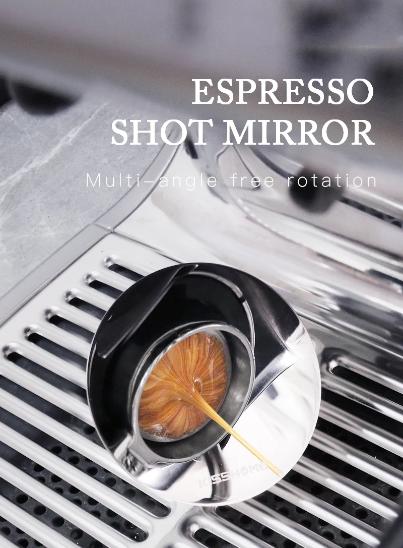 Kaffee-Extraktionsspiegel, magnetischer Espresso-Shot-Spiegel, Edelstahl 360° ° Einstellbar für bodenlose Siebträger-Barista-Werkzeuge – Detail 1