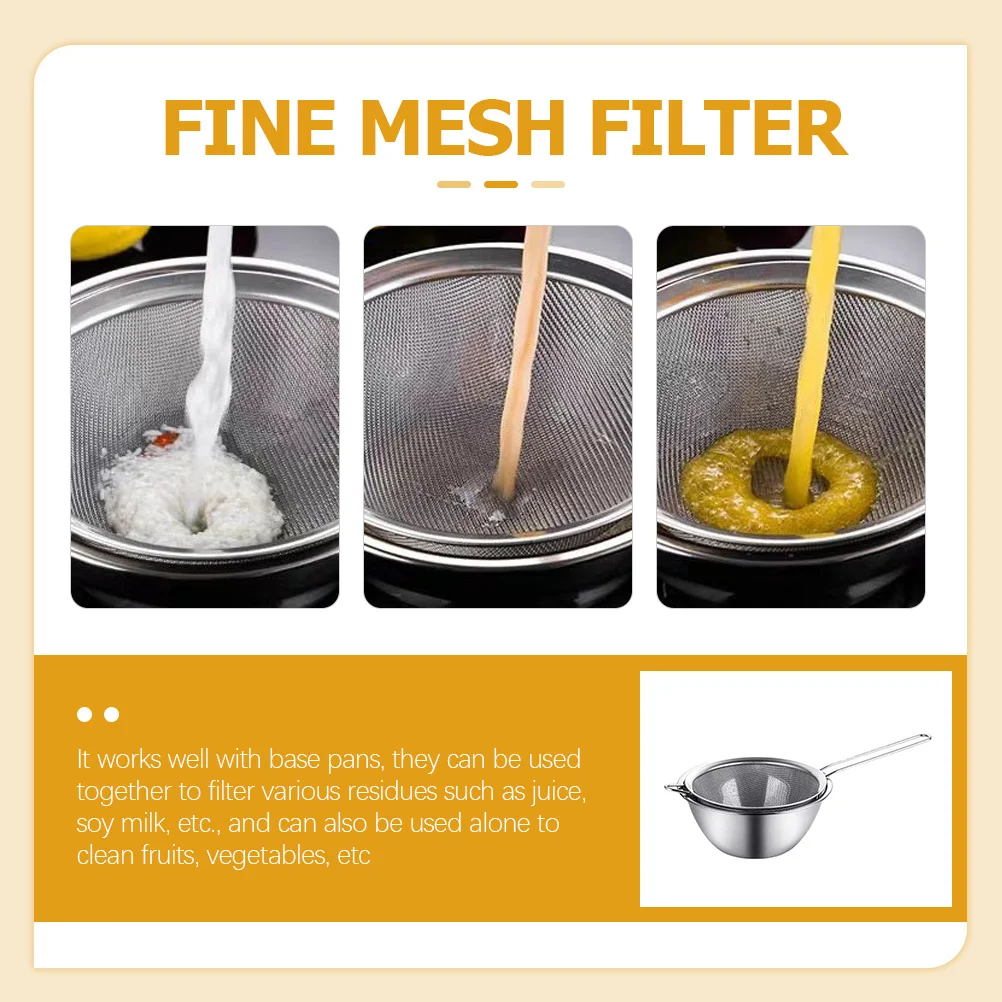 

1Set Stainless Steel Strainer Spoon with Bowl Fine Mesh Skimmer Long Handle Filter Spoon for Kitchen Hotel Restaurant Food