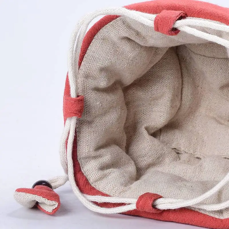 Bunched Bag Cotton Linen Tea Set Storage Bag Travel Portable Japanese Style Teaware Storage Cloth Bag Tea Cozies ZC358