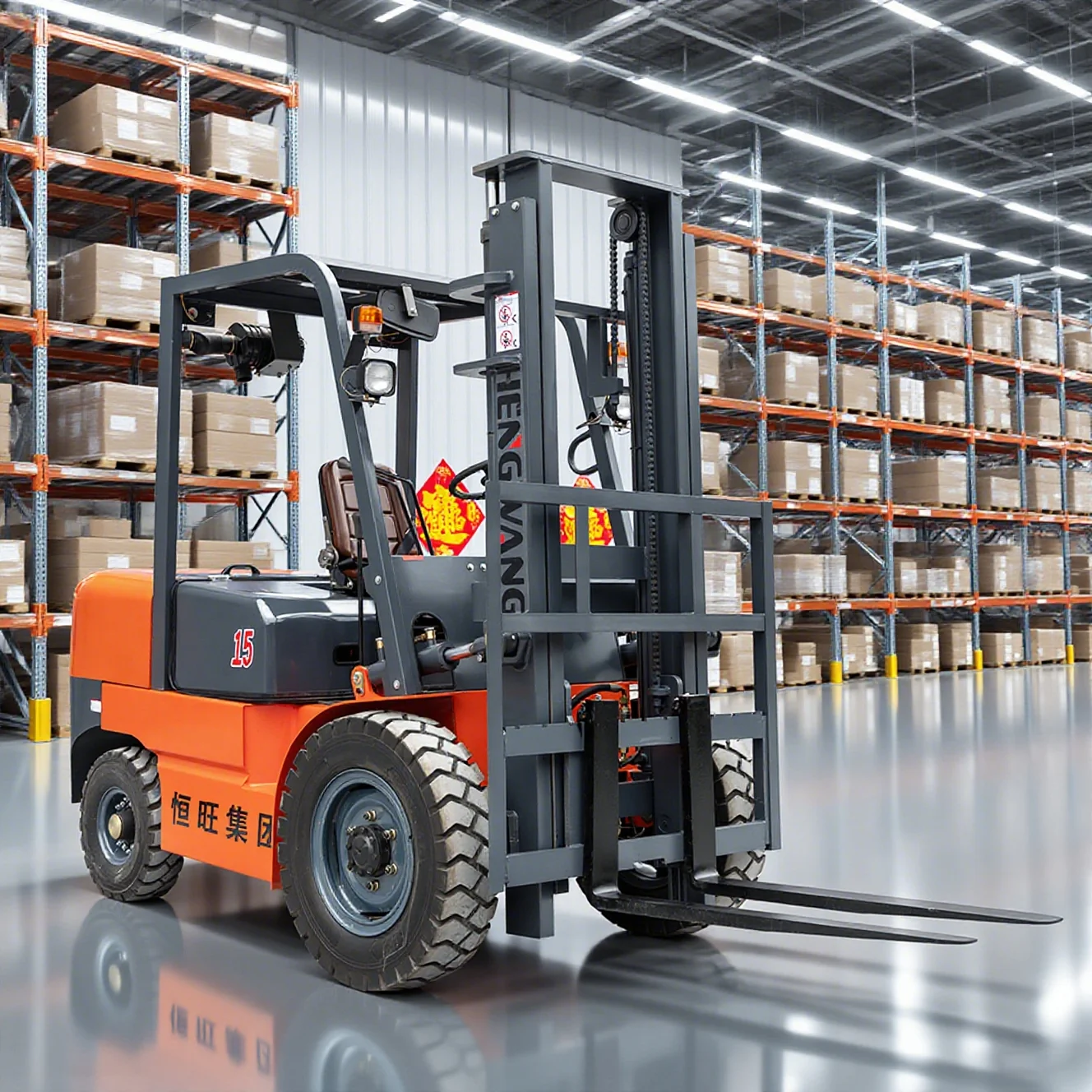 HW 1.5 ton Diesel Forklift 4x4 Wheels Strong Power Warehouse Fuel Forklift Efficient and long-lasting Operation forklifts Custom
