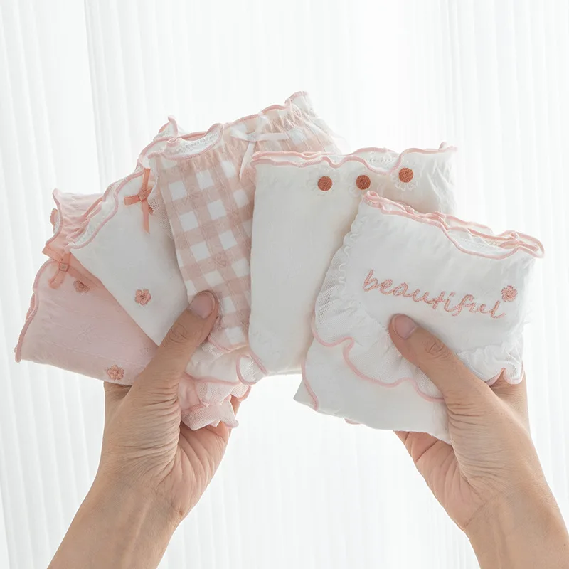 

Хлопковые женские трусики, дышащие бесшовные брюки для девочек, милые японские трусы, сексуальное женское белье, студенческое антибактериальное нижнее белье с промежностью