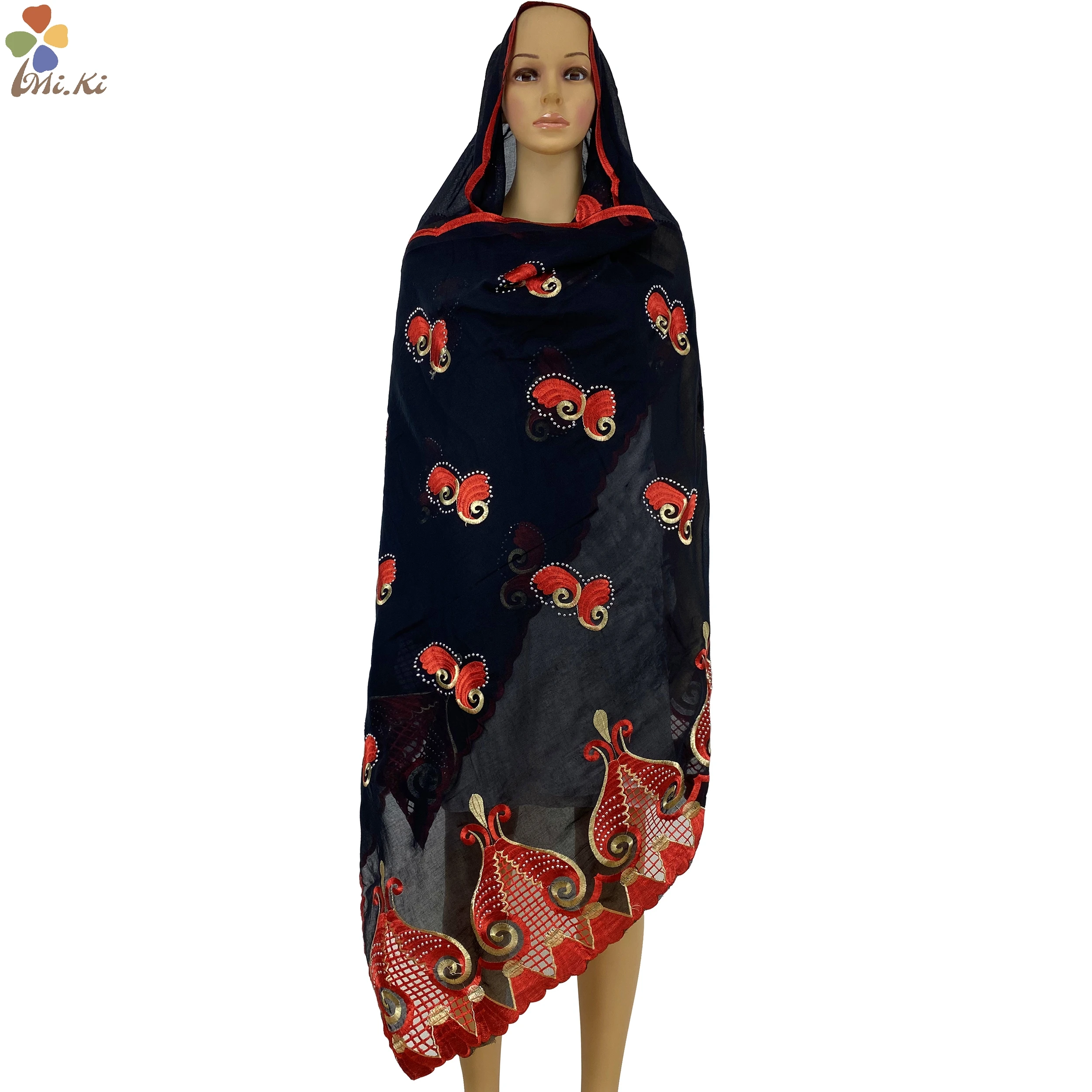 

2022 Sale Latest Fashion African Women Hijab Islam Turban Headscarf Cotton Scarf Hollow Out Embrodiery Muslim Scarf