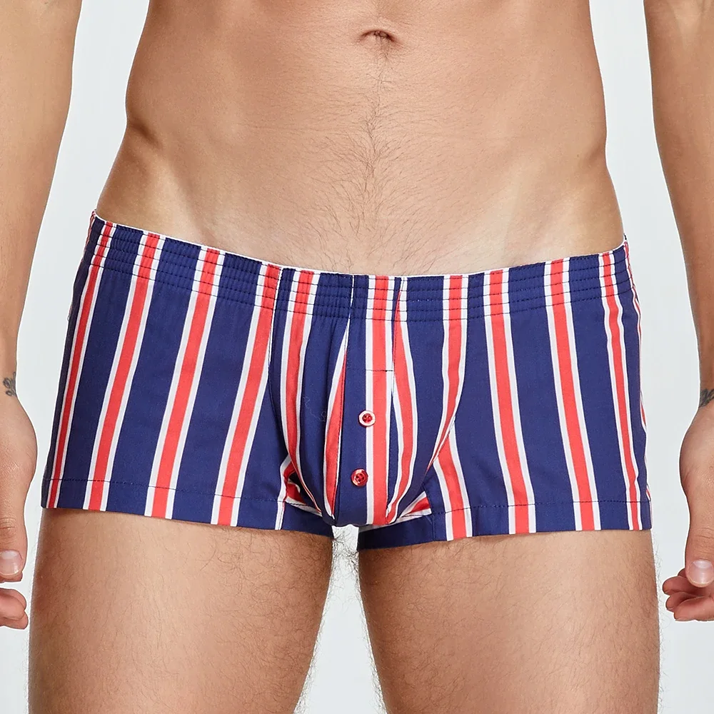 new Seobean-men\'s cotton boxers underwear 100% cotton for home shorts underwear male boxer striped