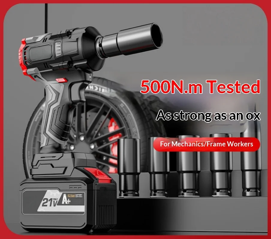 Бесщеточный литиевый электрический гайковерт 500n Ударный гайковерт высокой мощности с высоким крутящим моментом для строительных объектов Gezione Klucz Udarowysaa팩 렌치