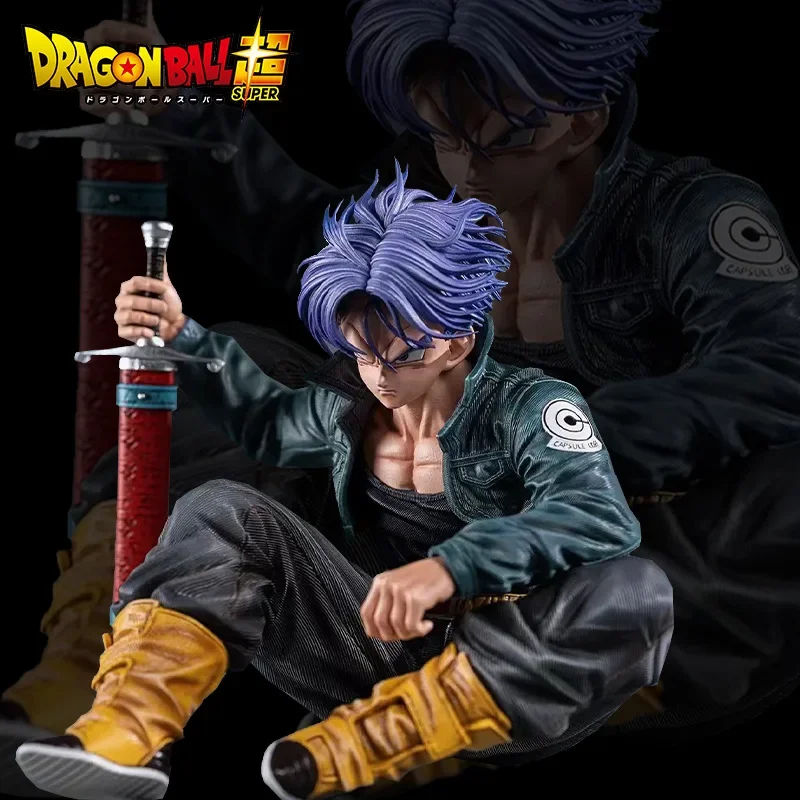 GK Dragon Ball Trunks Action Figure Statue 10cm PVC Ornaments Anime Super Saiyan Sitting Position Torankusu Figurine Model Toys