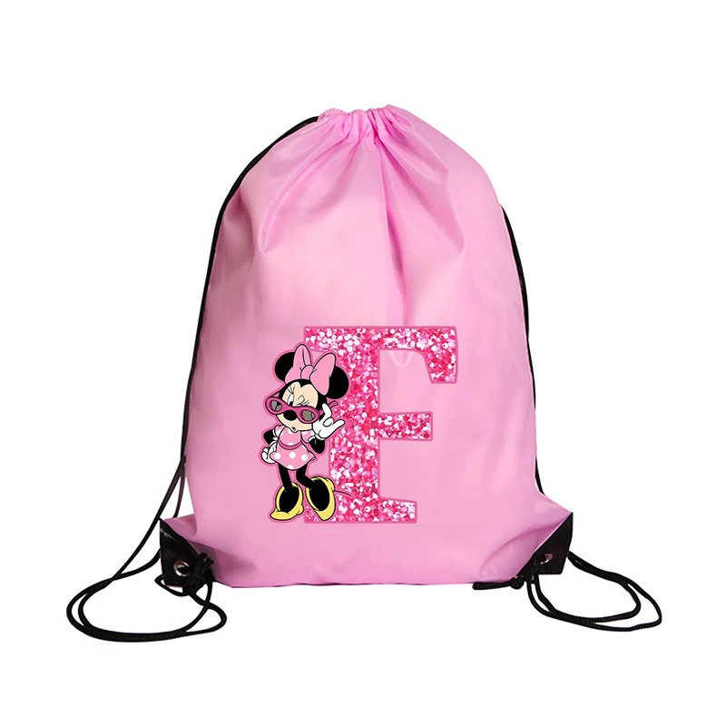 Minnie Mickey Mouse Disney Drawstring Bag Sports Waterproof Backpack Bundle Pocket Terylene Basketball Bags Cartoon Anime Gifts