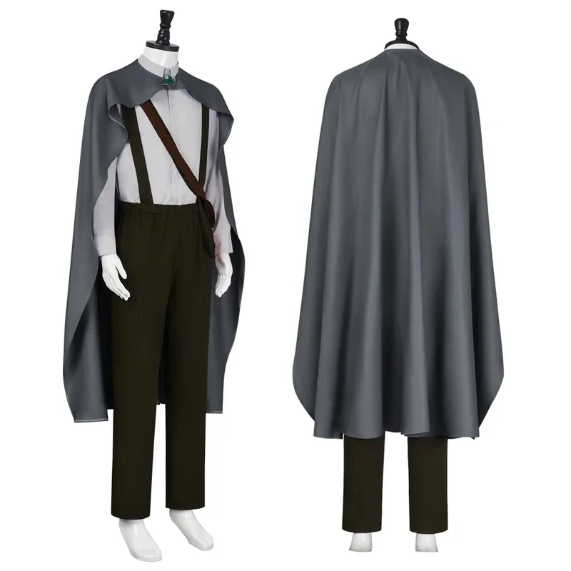 

A'5,v\Samwise Gamgee Cosplay Costume Hobbit Dwarfs Gray Cape Outfit Lorded Rings Men Overalls Suspenders Pants Cloak H5,j'8.k/4\