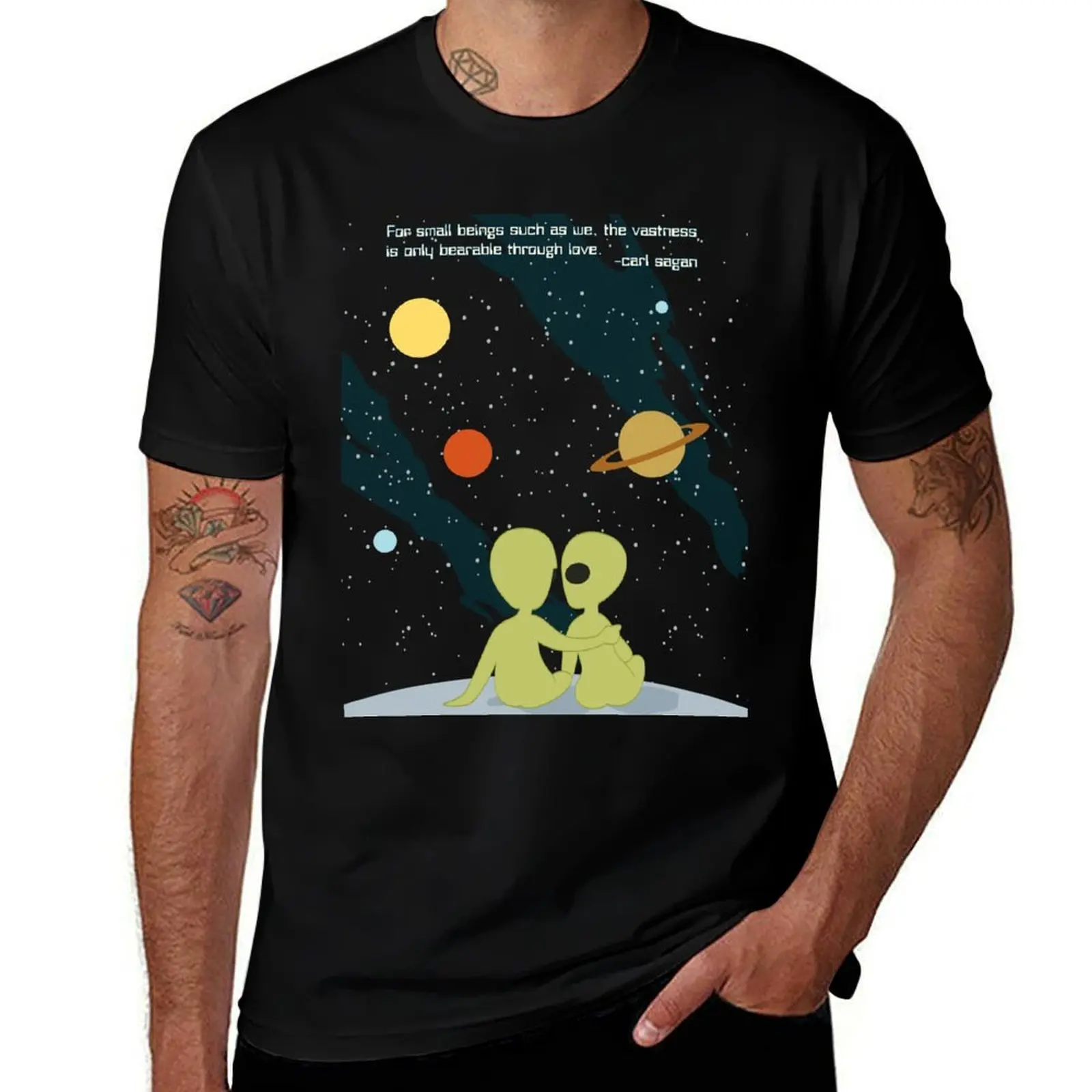 

Carl Sagan Alien Love T-Shirt man t shirt summer black cotton t-shirt plain for man package cotton tshirt 100% T-Shirt