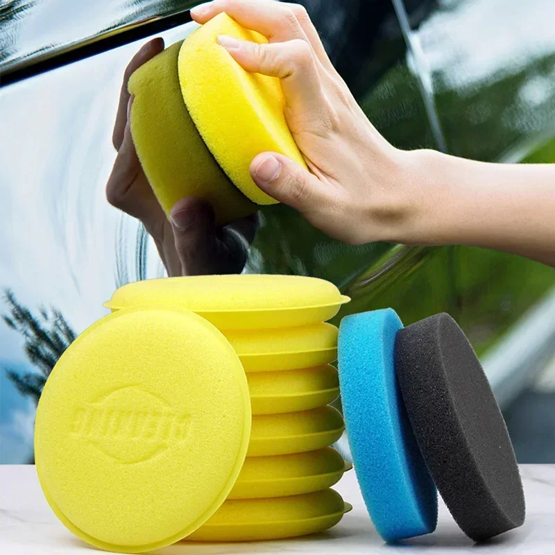 Car Foam Sponge Wax 12Pcs  Applicator Cleaning Detailing Pads Car Waxing Polishing Pad Home Car Wash Care 10cm Car Cleaning Kit