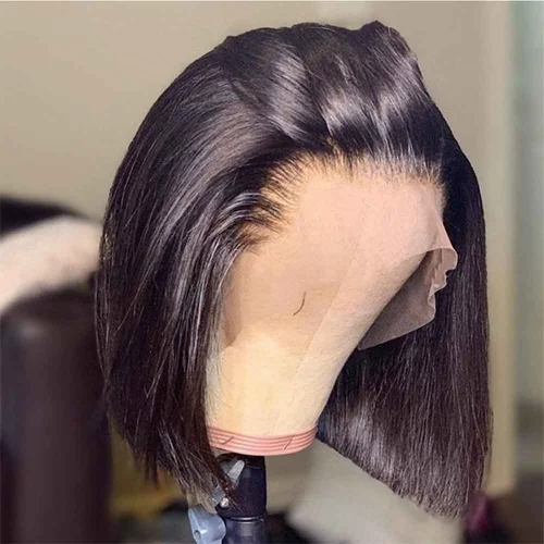 Peluca Bob corta recta negra prearrancada 13x4 4x4 pelucas de cabello humano Frontal de encaje cabello vietnamita 200% peluca Bob recta de hueso de densidad