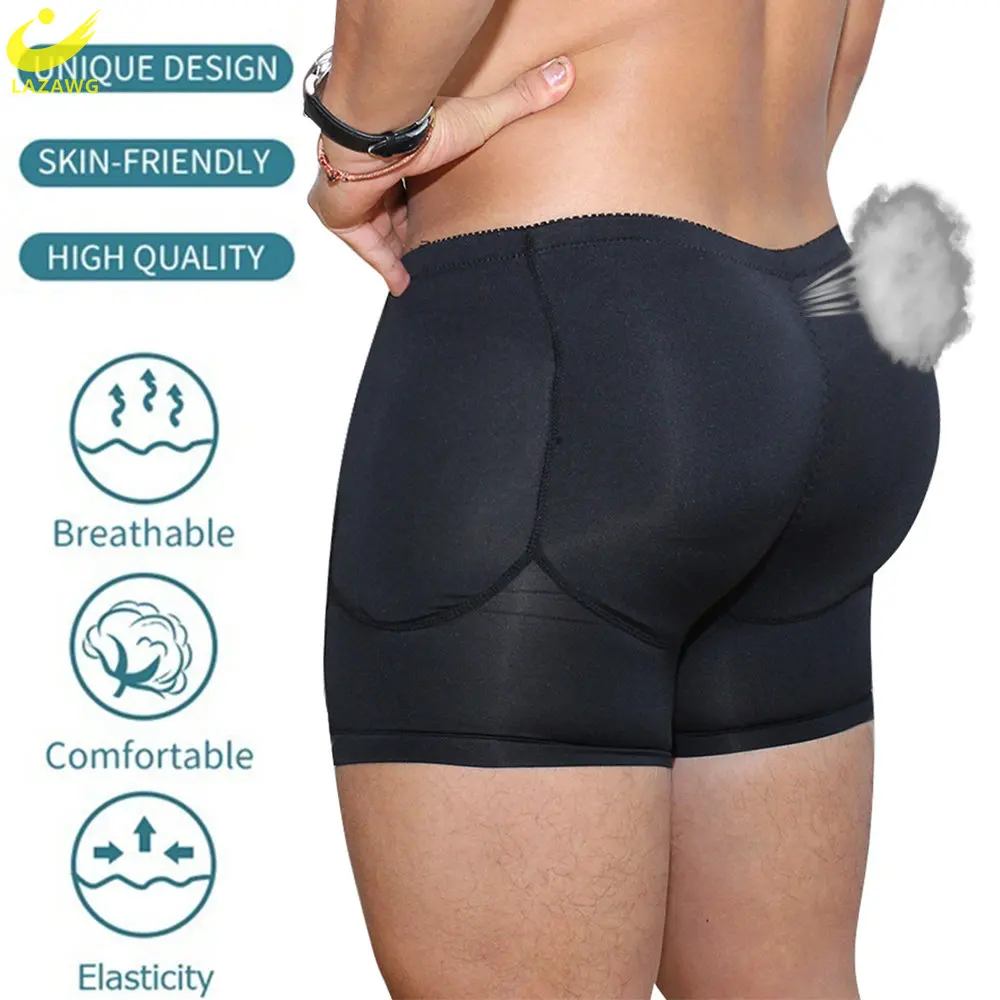 LAZAWG Padded Butt Lifter Panties for Men Push Up Underwear Hip Enhancer Brief Low Waisted Shapewear Fitness Slimming Panty