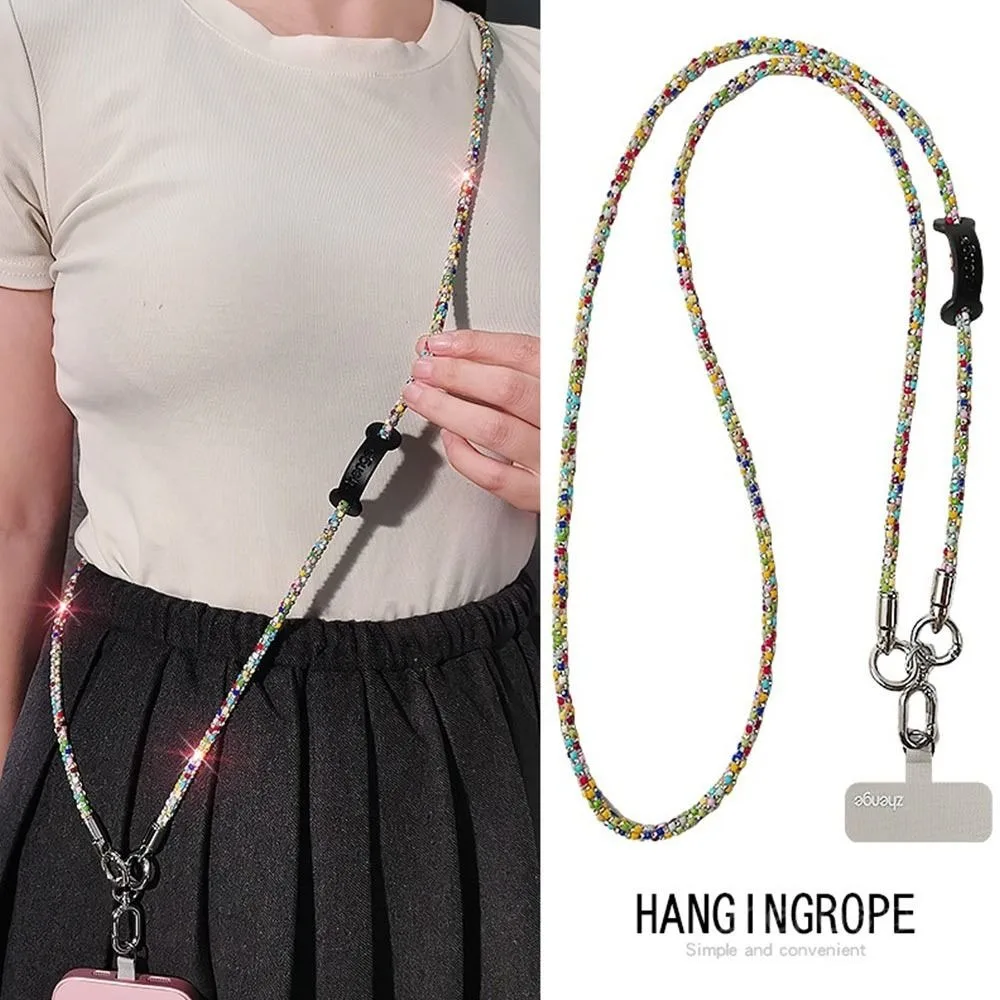 

Красочный ремешок для телефона со стразами, блестящая цепочка через плечо, чехол для телефона, ремни-цепочки, яркий телефон, универсальная веревка с защитой от потери
