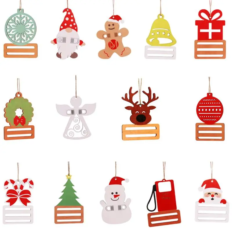 

14 Pcs Christmas Money Holders Wooden Double Layer Christmas Cards Cash Holder Funny Gift Tree Pendant Money Holder Ornaments