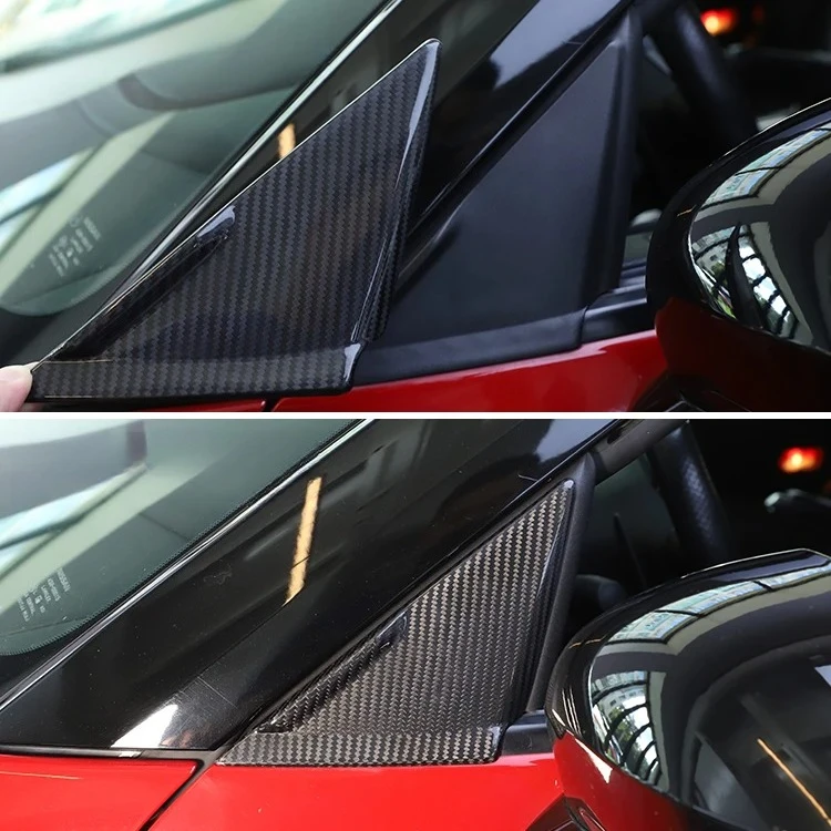 For Nissan GTR R35 2008-2016 Carbon Fiber Front A-Pillar Trim Panel Cover Triangular Rear Mirror Car Exterior Accessories