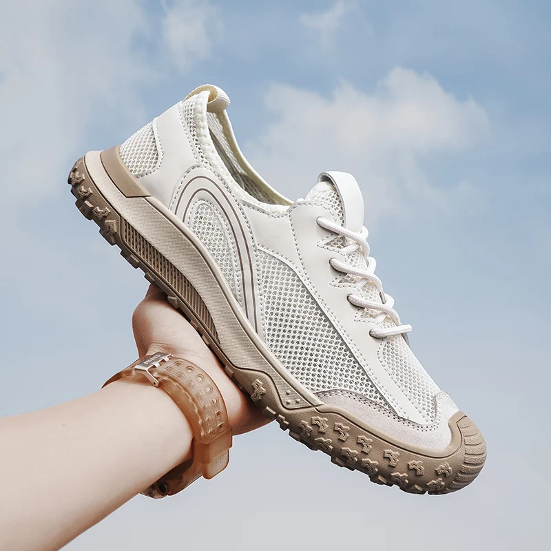 

Men Casual Shoes Comfortable Breathable Mesh Flat Bottom Anti Slip Daily Casual Men Shoes