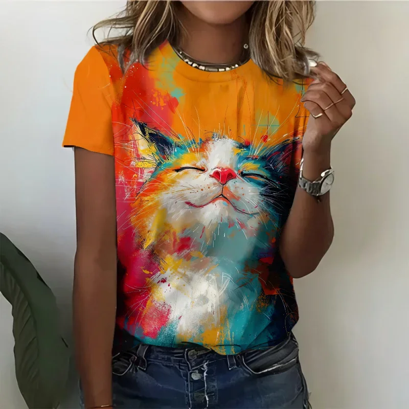 

Fashion Sketch Animal Graphic Men T-Shirts Cats 3D Print Oversize Short Sleeve T-Shirt O-Neck Casual Men Women T-Shirt Clothing