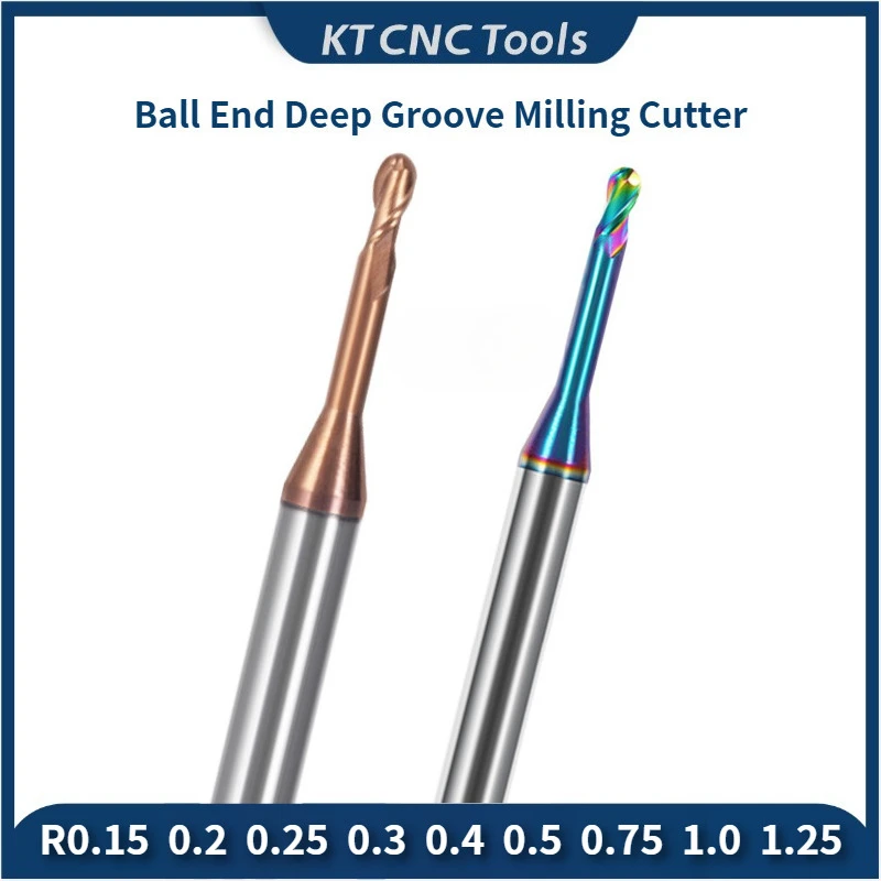 

Ball End Mills Milling Machine HRC55 Extra Long Ball Nose End Mill 2 Flutes Woodworking Tools CNC Finishing Machining