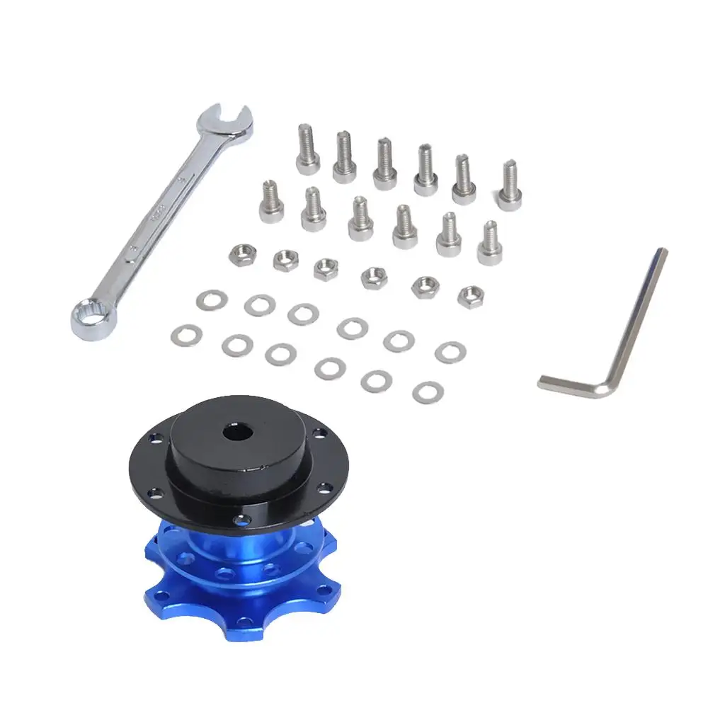 Adapter for 6-Hole Purple Steering Wheel Hub + Purpose Wrench (Blue)