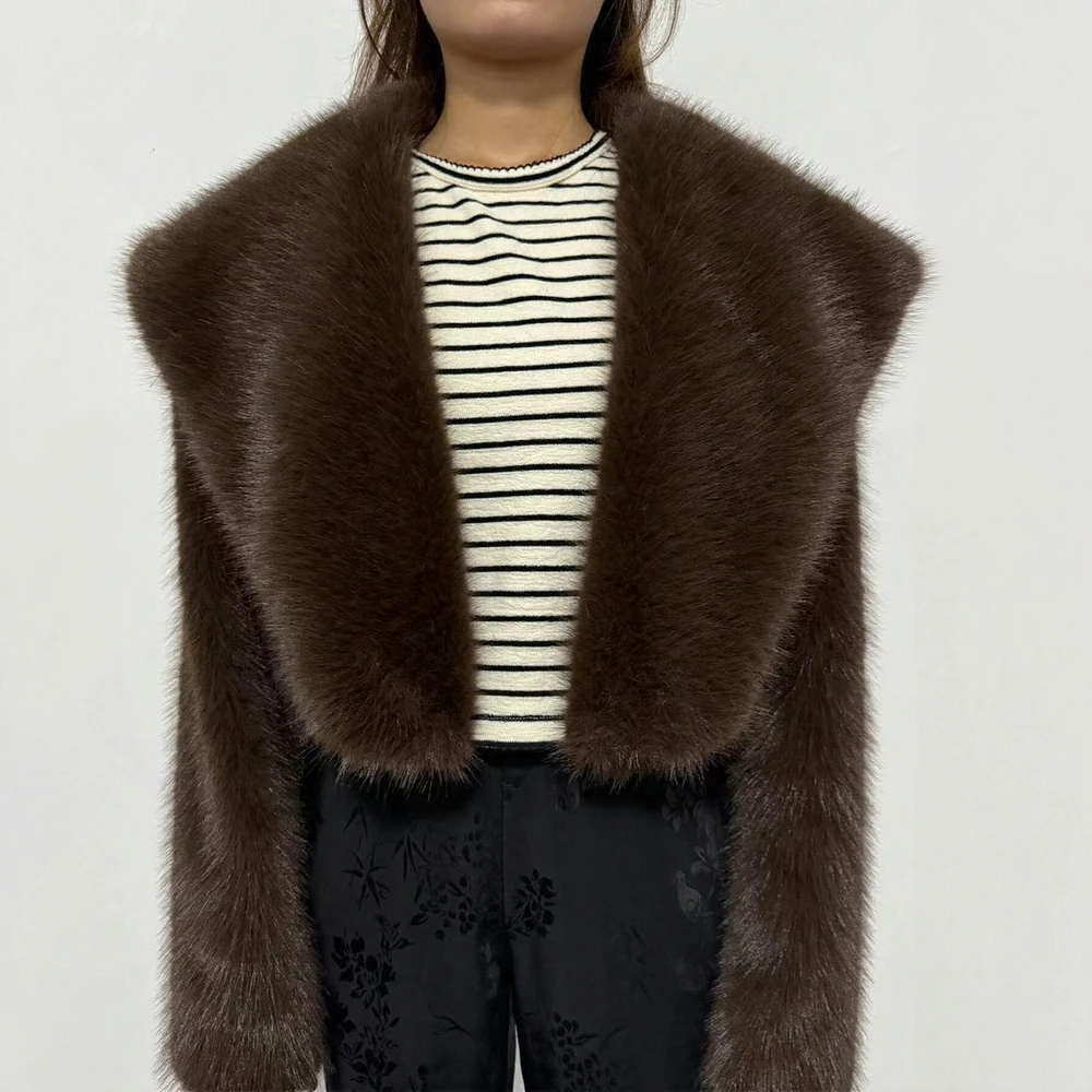 

Mia Muse Boutique женское плюшевое пальто с длинными рукавами и лацканами с открытой передней частью, осень-зима, модное роскошное однотонное флисовое пальто