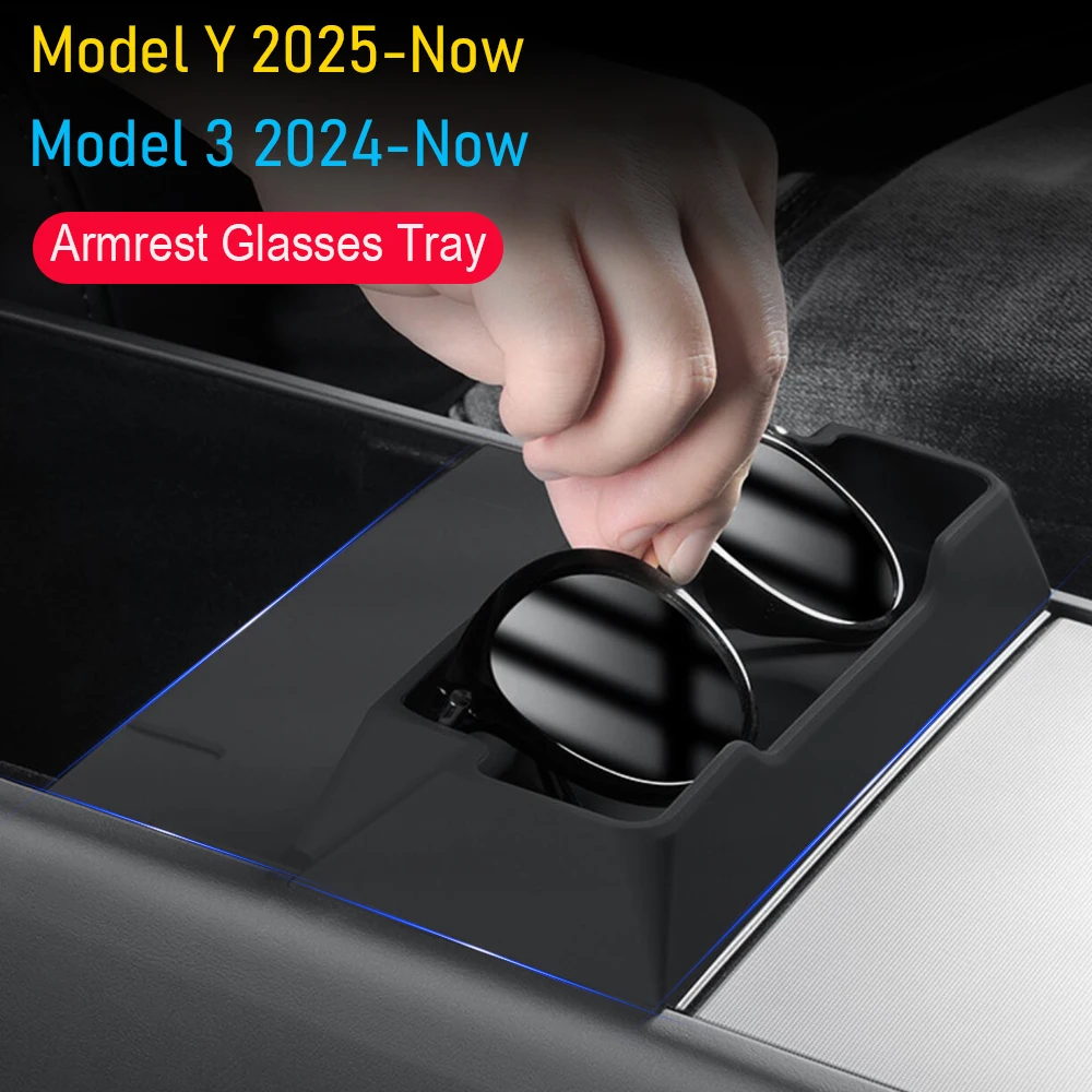 Für Tesla Model 3 Y Juniper 2025 2026 Mittelkonsole Armlehnen-Aufbewahrungsbox Brillenhalter Ablage Organizer Innenraum-Zubehör – Detail 1