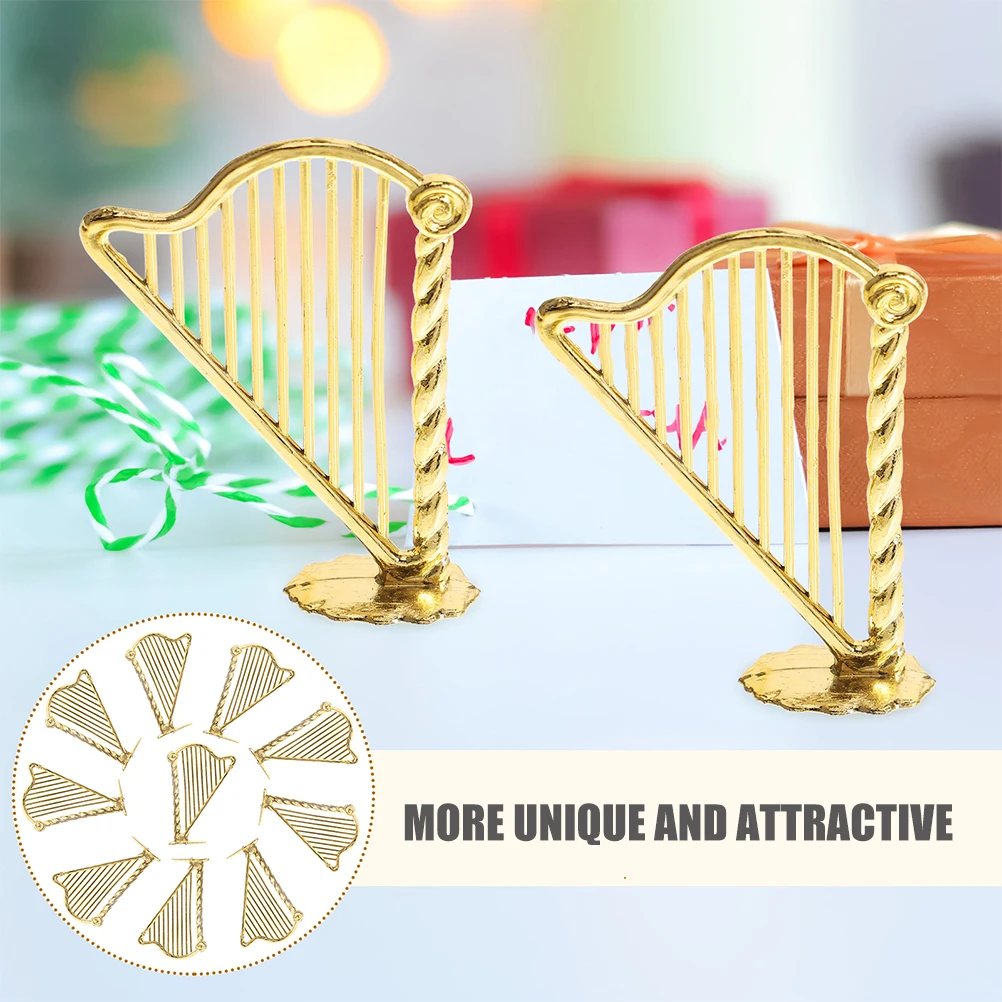 

20pcs Harp Shaped Charm Pendant For Jewelry Making Diy Craft Mini Harp Decor Resin Alloy Hanging Charms For Necklace Bracelet
