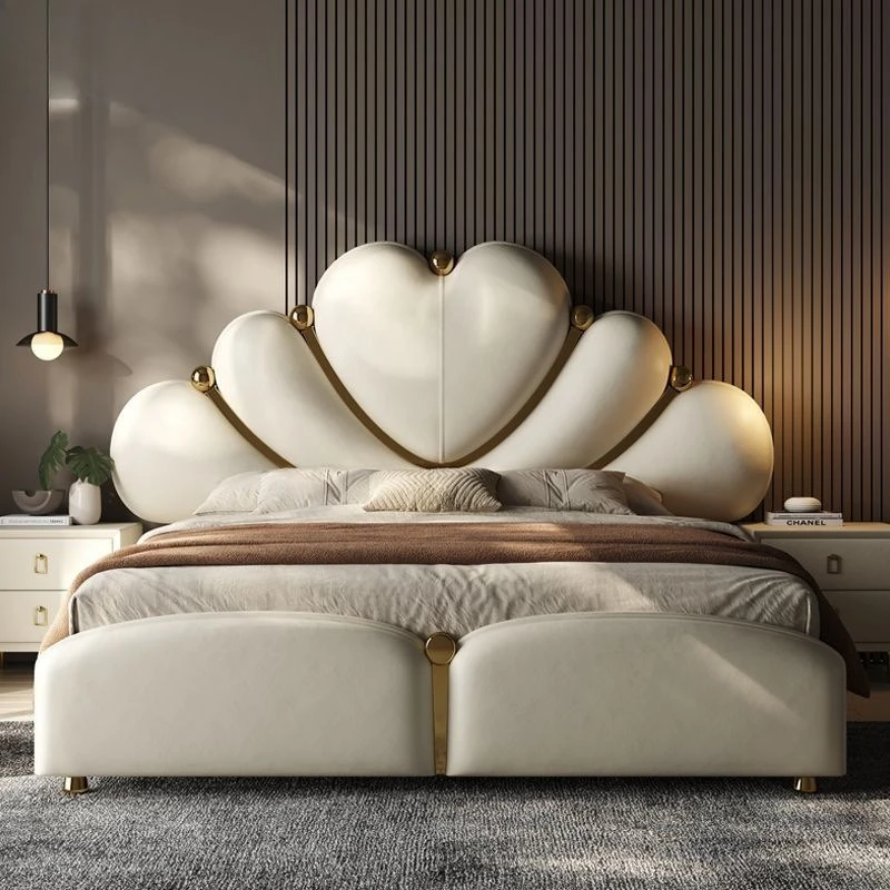 

fashion leather bed modern master bedroom double minimalist wedding bed apartment simple letti matrimoniali hotel furniture