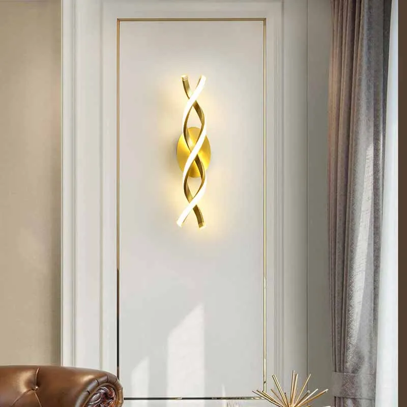 

Nordic Fashion Living Room Background Wall Lamp Multifunctional Bedroom Bedside LED Wall Lamp Aluminum Black Gold