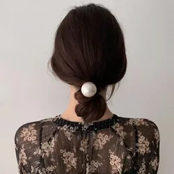 Fashion Large Pearl Hair Ties White Pearl Strong Elastic Hairbands Korean Popular Hair Accessories