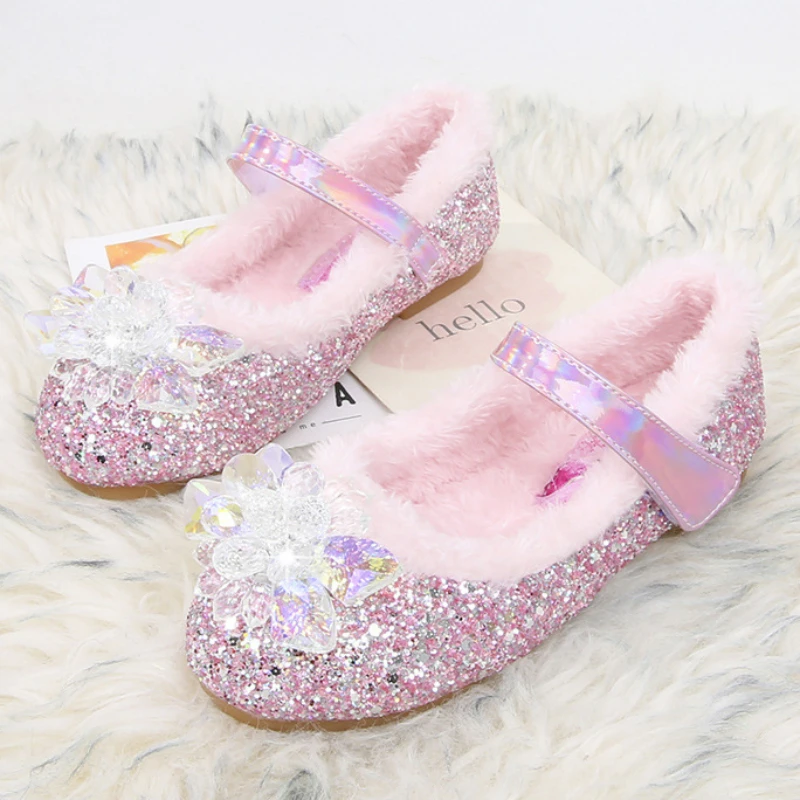 Pantoufles en peluche Disney Frozen pour enfants, chaussures en coton, rose, bleu, mignon, princesse Elsa, neige, maison, bébé, filles, hiver,