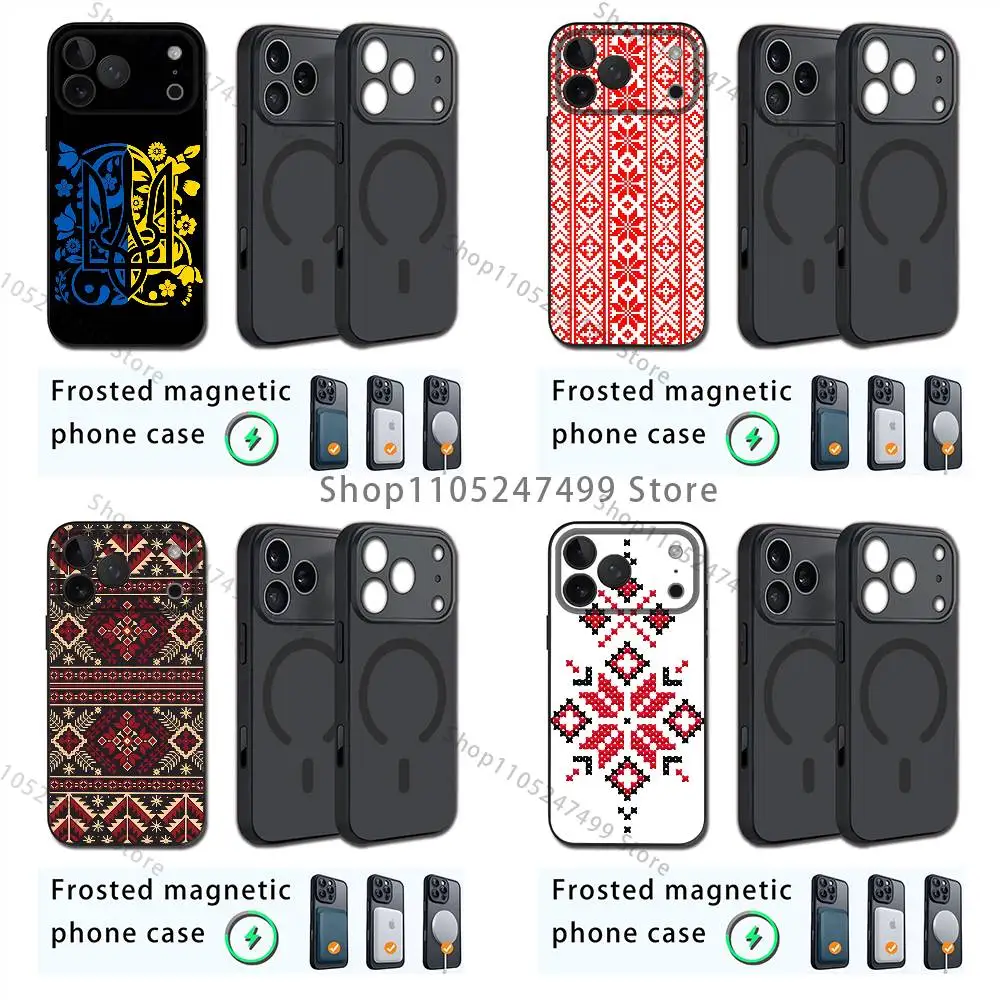 

Чехол для телефона с орнаментом Украины для iPhone 17,16,15,14,13,12,11,Pro,Max,Plus,Mini,SE4,E с магнитной беспроводной зарядкой Magsafe